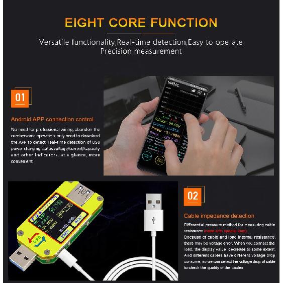 UM Series USB Color Display Tester Micro Voltage Meter Current Detector Voltmeter Battery Charge Measurement