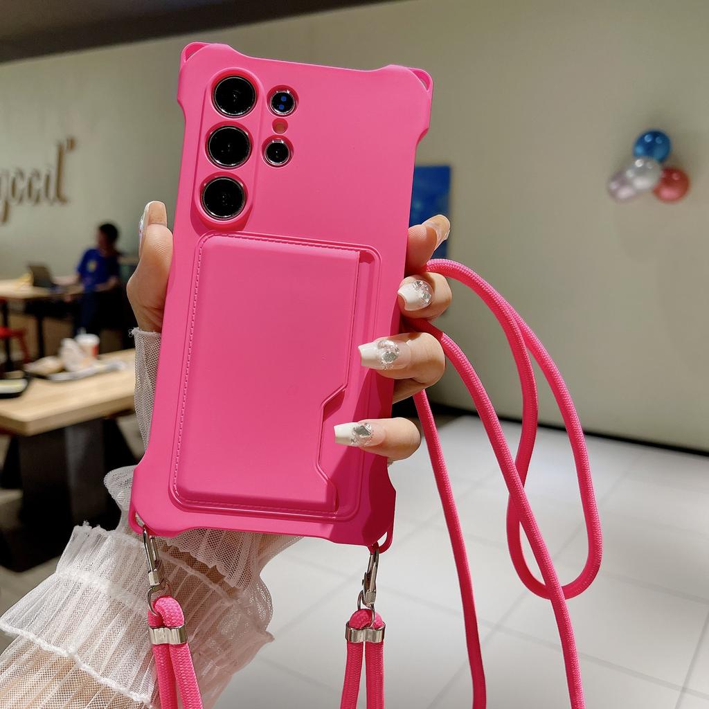 New Side Card Phone Case Samsung S25U Samsung S24 Card Bag Phone Case Oblique Lanyard Case A53 Suitable