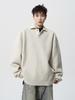 Men's Trendy High-End POLO Collar Sweater - Solid Color Knitwear for Spring & Autumn, Versatile American BF Couple Style