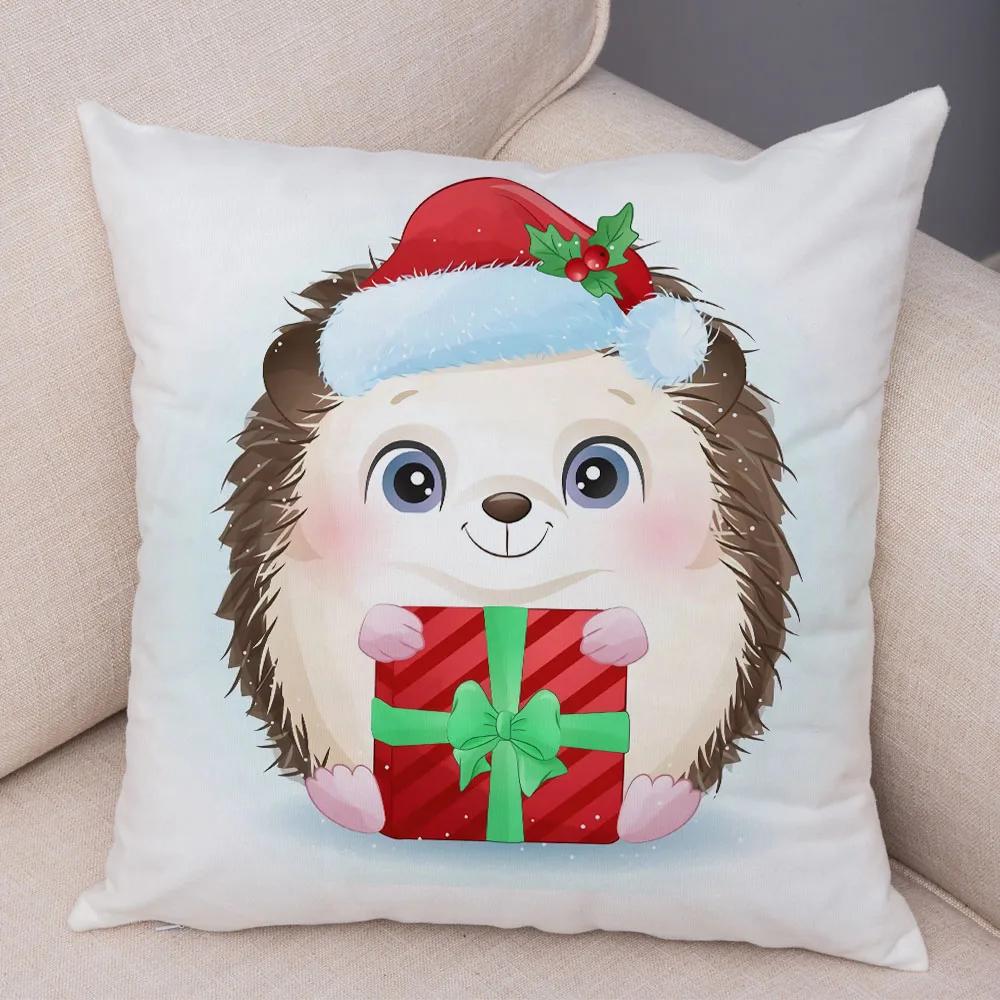Nordic Kids Room Dog Fox Panda Cow Pillow Case Decor Cute Cartoon Animal Merry Christmas Soft Plush Cushion Cover for Sofa Home