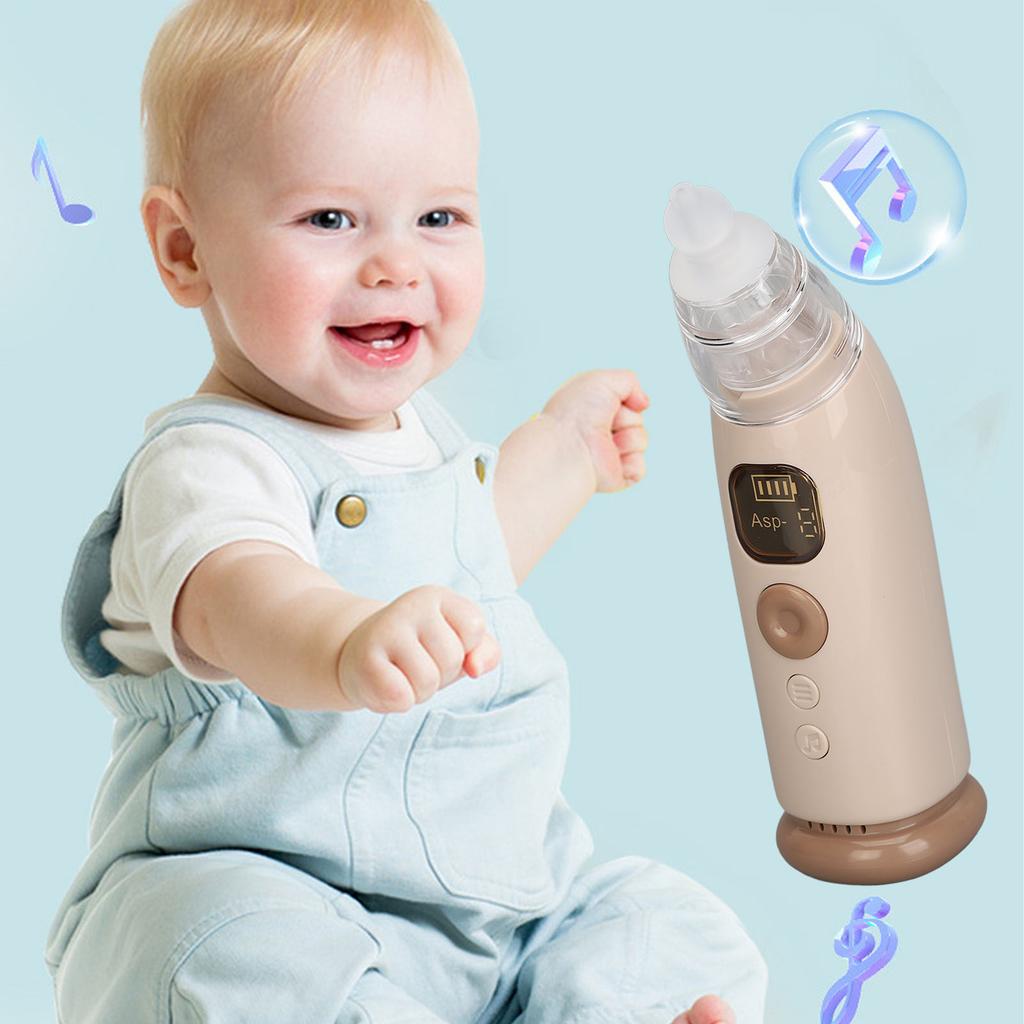 Infant Nasal Aspirator 3 Suction Levels Silicone Tip Baby Nose Care Machine with Soothe Music Light