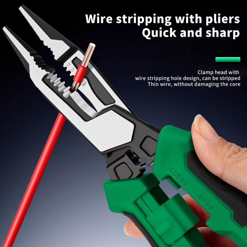 5 IN 1 Stripping Pliers with Electricity Tester Multifunctional Wire Stripping Plier Electrician Crimping Cable Cutting