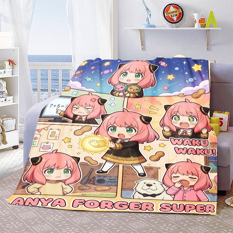 Anya Spy x Family Warm Blanket Flannel Throw Soft Cozy Lightweight Blanket for Bed Sofa Home Decor -QJY