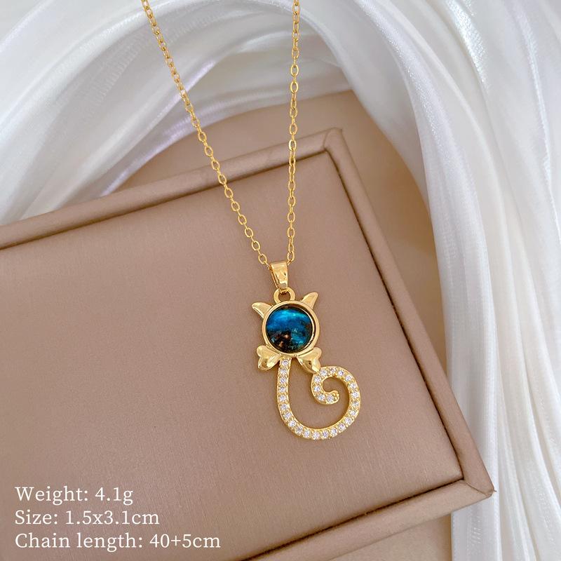 Mickey Head Heavy Industry Necklace Women'S Copper Micro-Inlaid Real Gold Electroplating Delicate Clavicle Chain Neck Chain