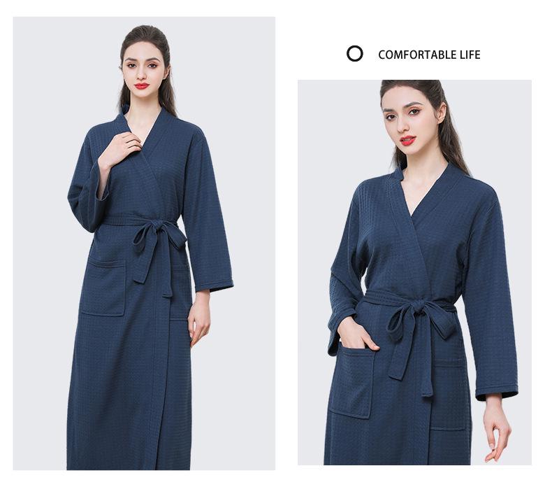 European American Style Women's Quick-Dry Absorbent Summer Waffle Bathrobe