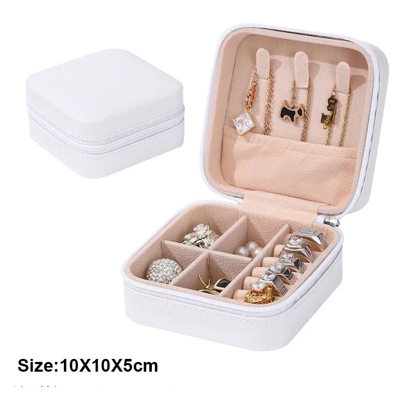 

1pc Portable Jewelry Storage Box Home Travel Earrings Necklace Ring Jewelry Box Mini Layered Jewelry Display Case