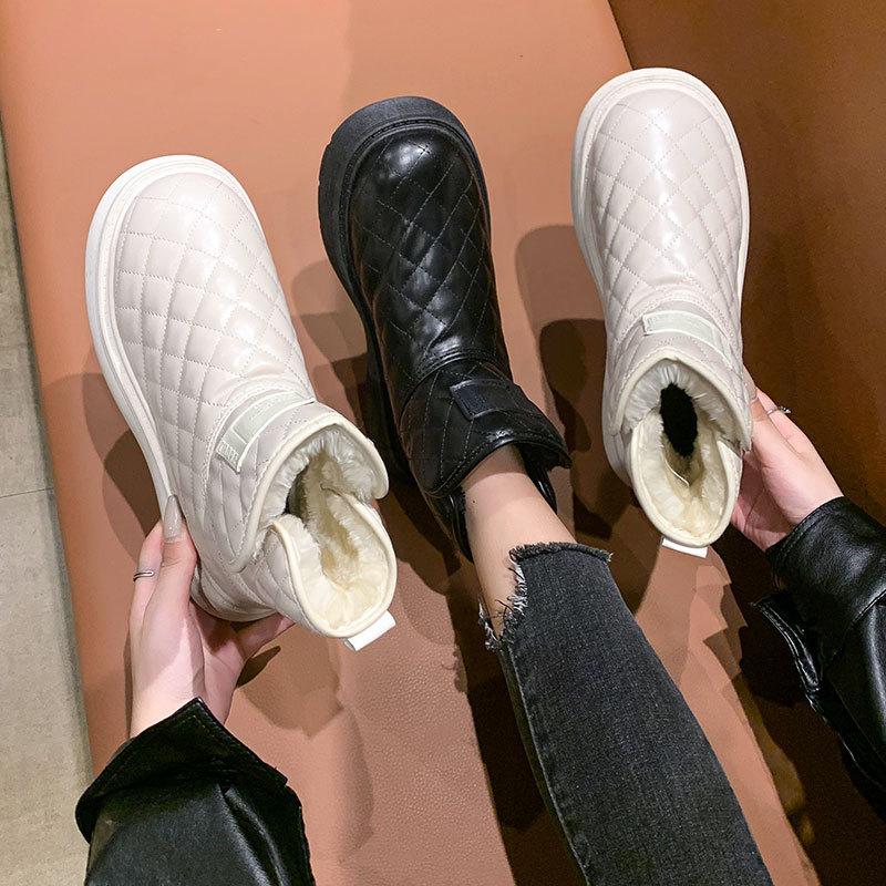 Женскиезимниетеплыемеховыеботинкибольшогоразмеранамягкойподошве,ботильоныдощиколоткисподкладкой,нескользящиеспортивныехлопковыеботинкидляпешихпрогулок