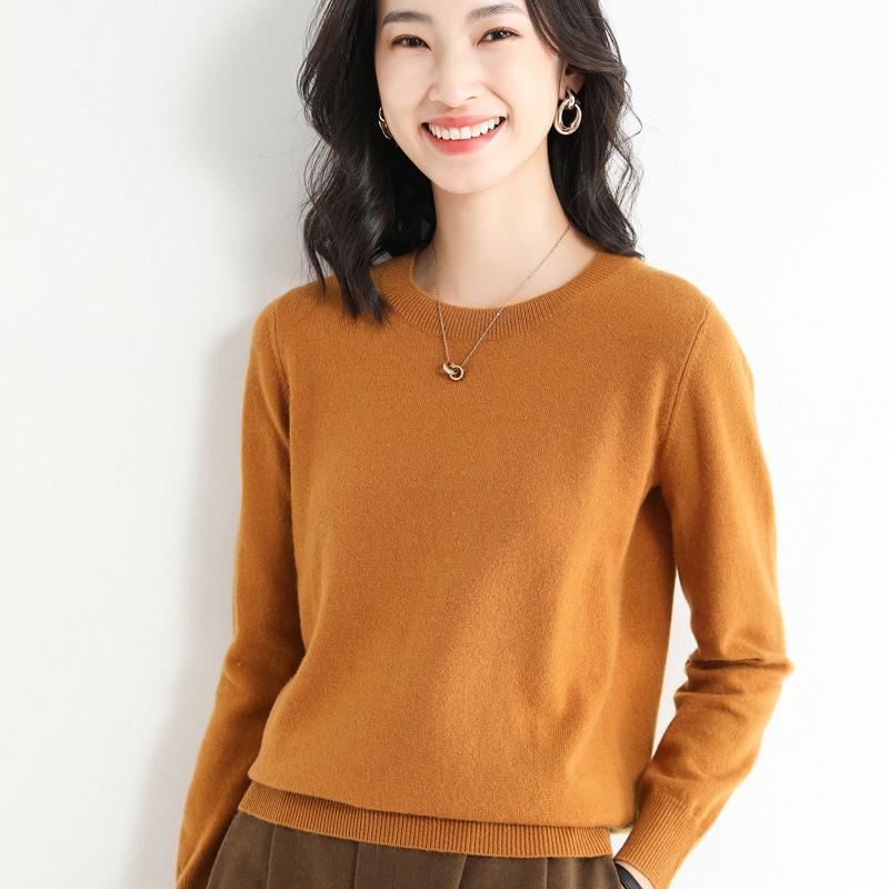 2025 Autumn/Winter Women's Plus Size Korean Style Loose Knit Sweater, Versatile Round Neck Base Layer.