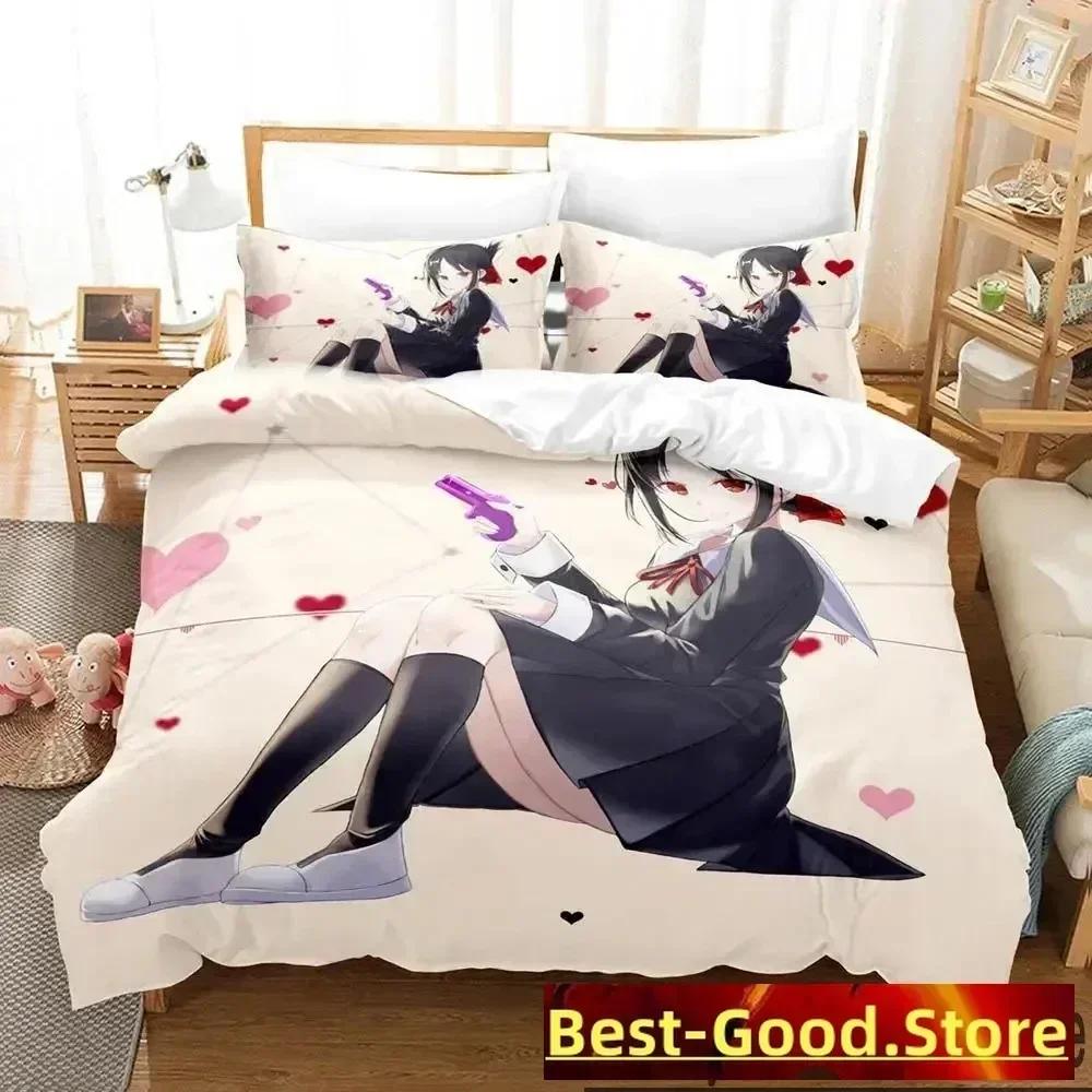 Anime Kaguya-sama Love Is War Bedding Set Printed Bed Set With Pillowcase Bed Duvet Cover Soft Queen King Size Bedclothes Home