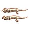 Artistic Copper Geckoes Figurine Doll Antique Decoration Symbolizing Flexibility Protections for Home Shelf Display 2pcs