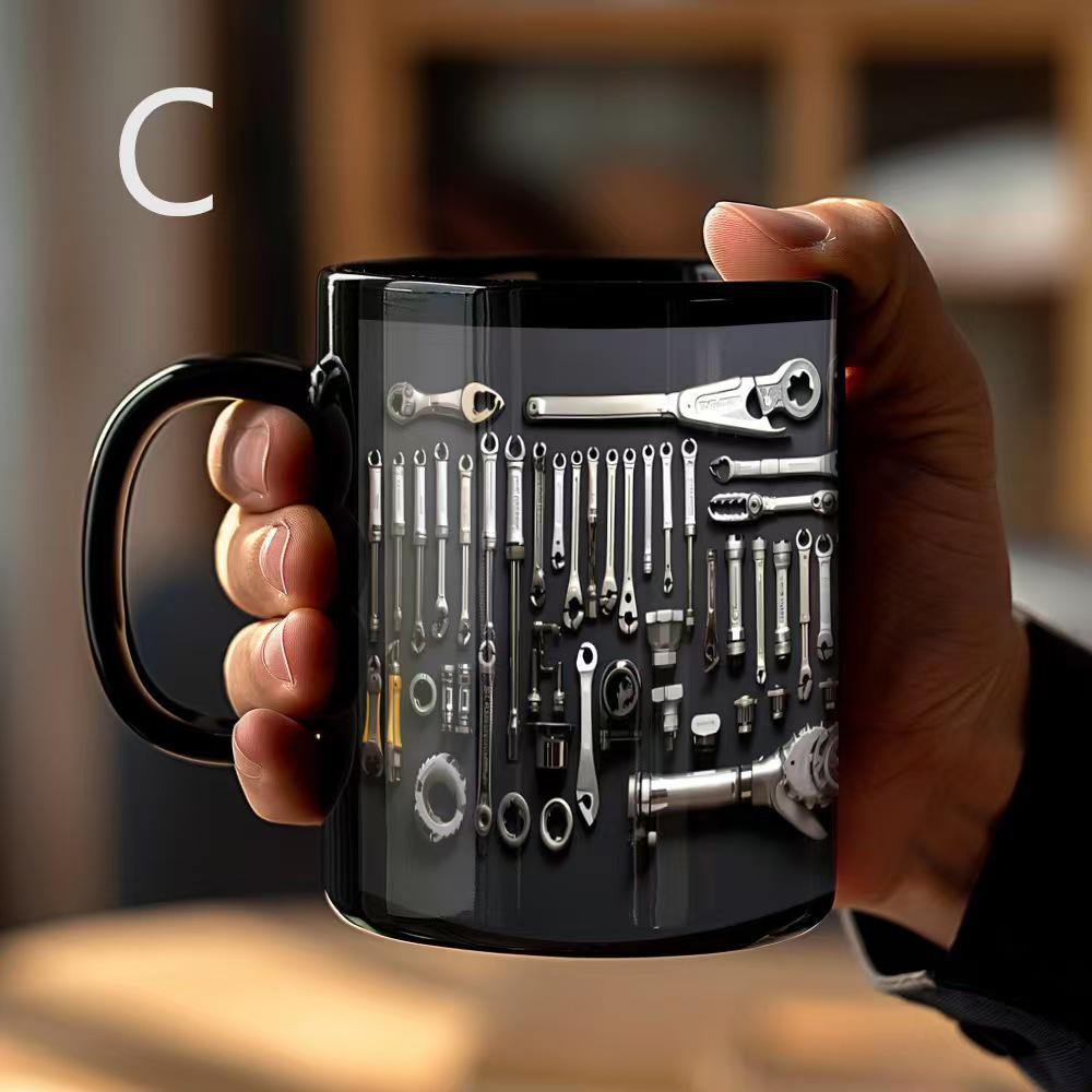 Black Ceramic Toolbox Mug - Customizable Mechanic Coffee Cup