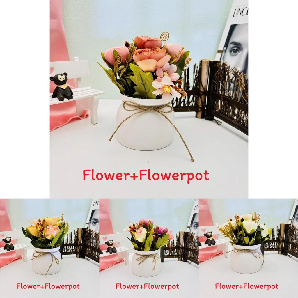 Camellia Flower Artificial Potted Plant For Home Decor And Wedding Arrangements