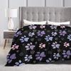 Dog Paw Print and Bone Flannel Blankets Autumn Warm Soft Throw Blanket for Children Bedroom Funny Bedspread Sofa Bed Cover