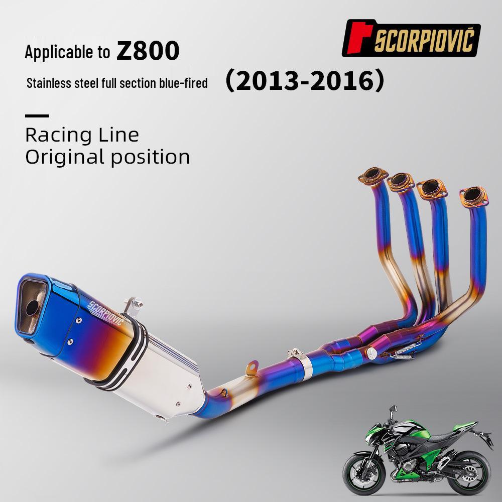 Stainless Steel Exhaust System for Z800 Motorcycles (2013-2016) - Includes Front Pipe & Muffler Set