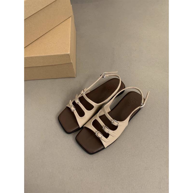 Roma Flat Sandals For Women Summer Fashion Pu Hollow Out Beach Shoes