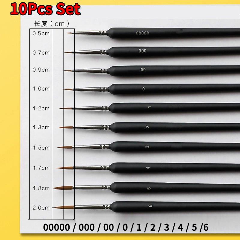 4/5/11pcs Miniature Hook Line Pen Art Painting Brushes Extra Fine Soft Hand Painted 00000 Brush For Gouache Watercolor Oil Paint
