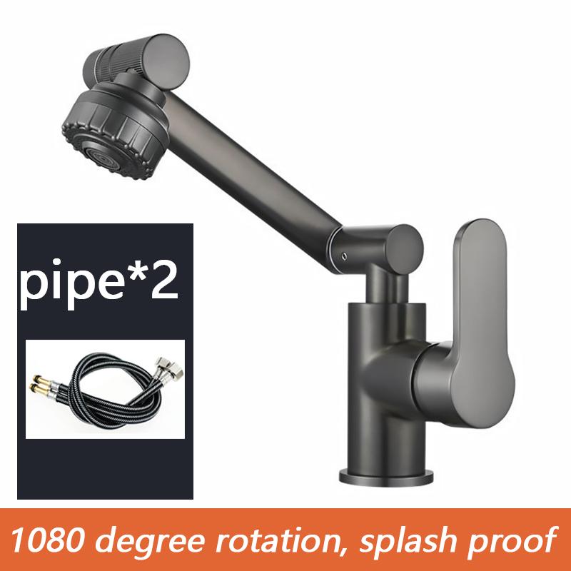 

Поворотный на 1080° смеситель для раковины в ванной комнате, смеситель для раковины, монтируемый на палубе, защищенный от брызг, водопроводный кран, аэраторы для душевой насадки, смеситель, ТРУБА x 2 G1/2