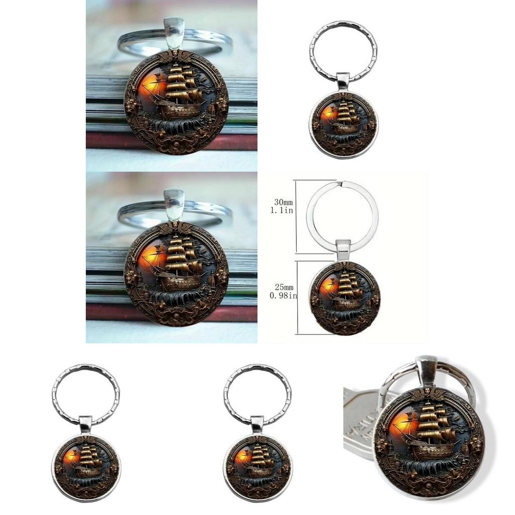 Vintage Style Zinc Alloy Key Holder Featuring Sunset Boat Art For Party Favor Or Holiday