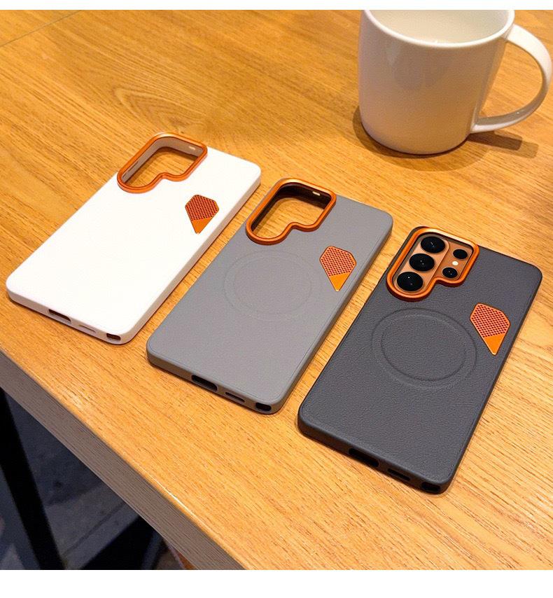 Samsung S26 Ultra Magnetic Leather Color Block Phone Case - Luxury Leather Texture Protective Cover