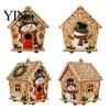 Kreatives Geschenk für Erwachsene DIY Weihnachts-Perlenkunst Malerei Hängender Anhänger Bausatz, 3D Perlen Lebkuchenhaus Dekoration Haus Handgemachte Miniatur