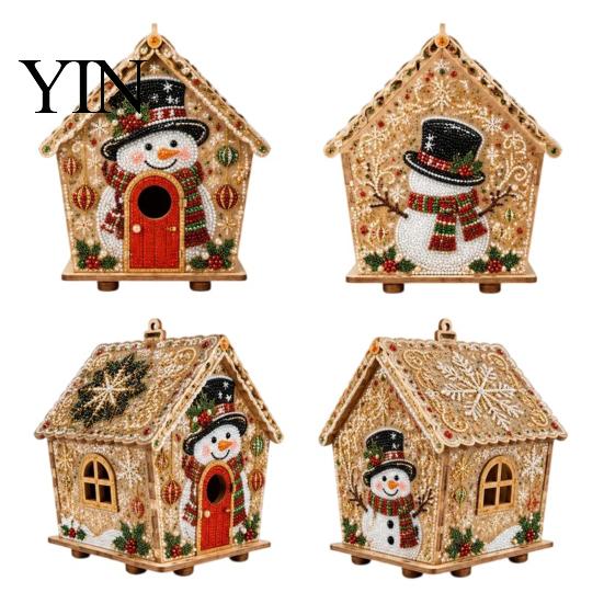 Kreatives Geschenk für Erwachsene DIY Weihnachts-Perlenkunst Malerei Hängender Anhänger Bausatz, 3D Perlen Lebkuchenhaus Dekoration Haus Handgemachte Miniatur