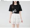 Women's Irregular Split Short-Sleeve Tee, Summer 2025, Loose Fit for Petite, Bowknot Design