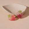 Cute and small resin strawberry peach fruit silver needle earrings, sweet and less spring and summer small fresh earrings
