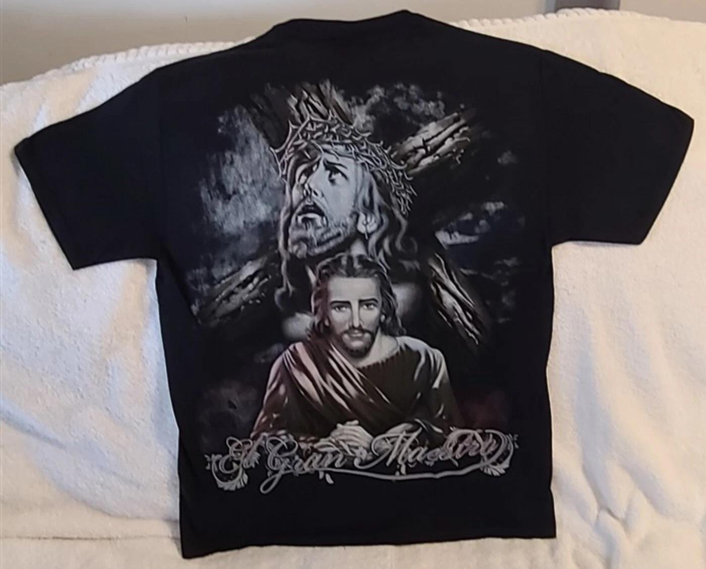 JESUS CHRIST ON THE CROSS CROWN OF THORNS EL GRAN MAESTRO GOD T-shirt 4XL