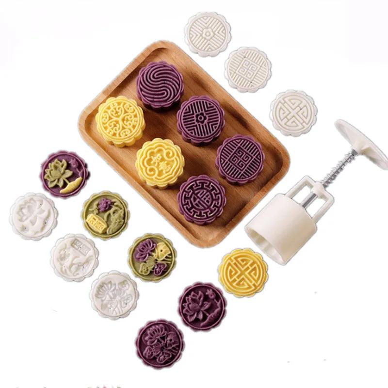 1set DIY Baking Mooncake Mold Hand Press Cookie Stamp Moon for Cake Decor Pastry DIY Tool Bakeware Bar Tool Mid Autumn Festival