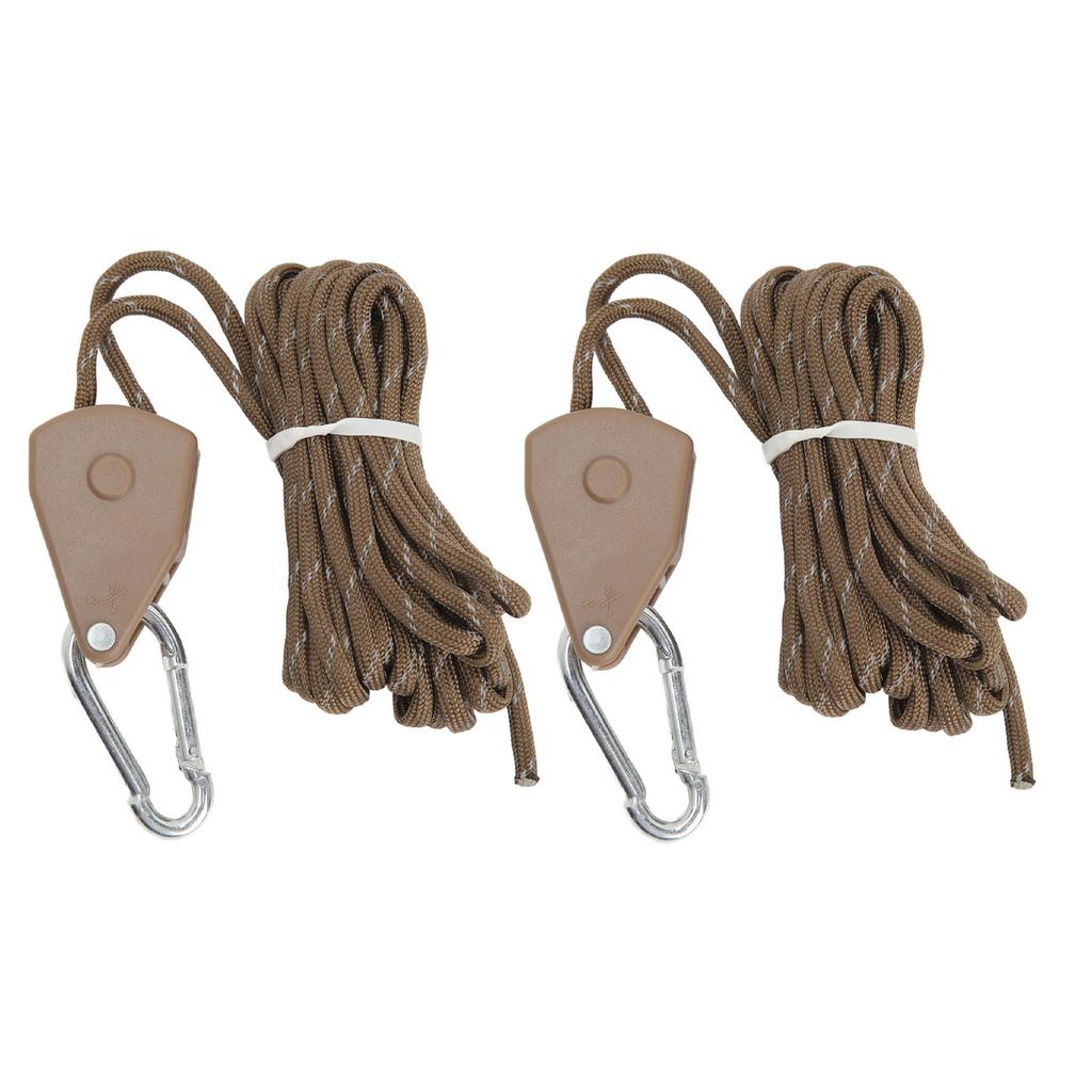 2 Pcs Camping Tent Wind Cord Outdoor Tent Rope with Pulley Canopy Quick Setup Camping Rope
