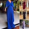 Womens V Neck Wedding Guest Dress High Waist Chiffon Maxi Dress Batwing Sleeve Flowy A Line Pleated