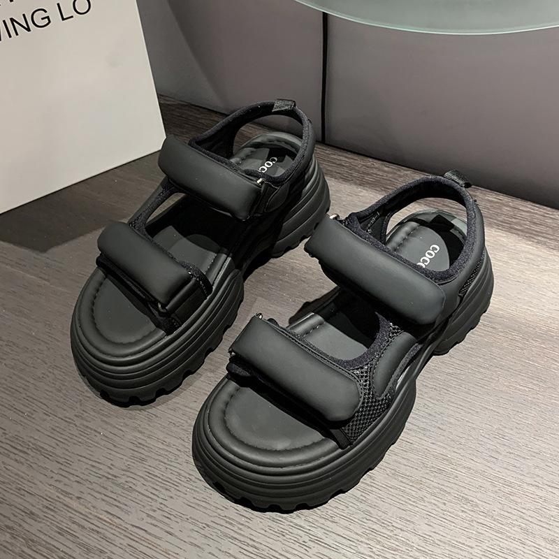 Platform Casual Sandals Women's Summer New Versatile Velcro Muffin Sports Beach Sandals Women