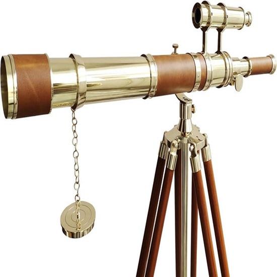 Brass Telescope On Adjustable Tripod Nautical Decor