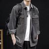 Spring Men's Casual Solid Color Loose Long Sleeve Shirt