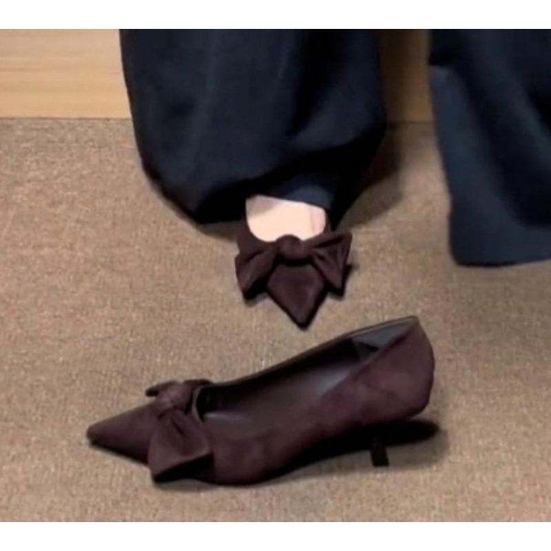 New Women's Trendy Shoes Bow Tie Slim High Heels Sexy Black Elegant Shoes Fairy Style Comfort Ladies Pumps Zapatos Mujer