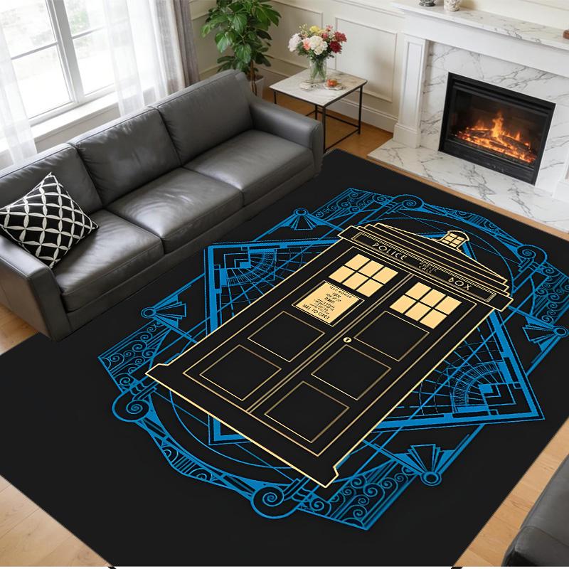 Anti‑Slip Crystal Velvet Floor Rug, Doctor Who Design Carpet for Indoor Living Bedroom Home Decoration