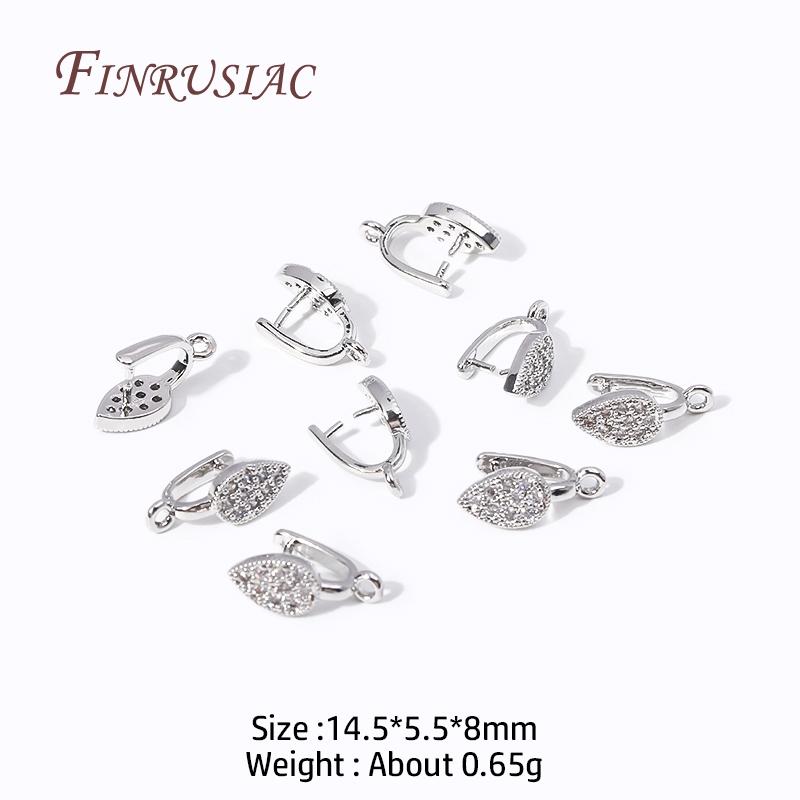 Multi Types 18K Gold Plated Inlaid Zircon Beila For Pendants,Pinch Clip Bails For Crystal Agate Jewelry Making,Pendant Connector