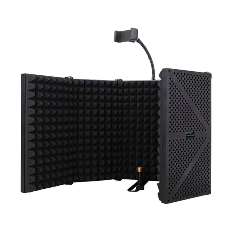 Soundproofing Microphone Shield Windshield with 5-Door Foldable for Enhances Auditory Sound Absorbing