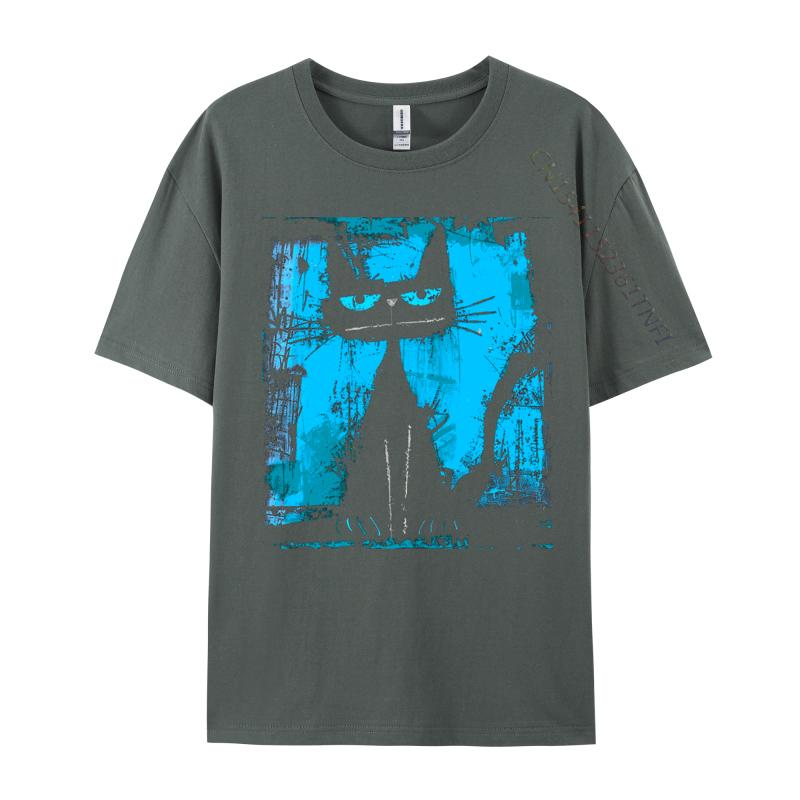 Unisex Cotton Tshirt Cat Stylish Grunge Abstract Art Design Tshiren Tops Tees Birthday T Shirt Hip Hop Top Tshirts