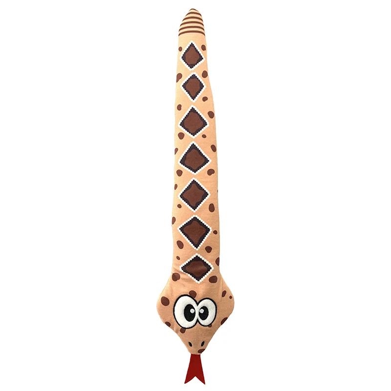

Snake Shape Dog Squeaky Toys Plush Not Filled Stripe Dog Chew Playing Funny Interactive Toy Pet Supplies Length 48cm коричневый