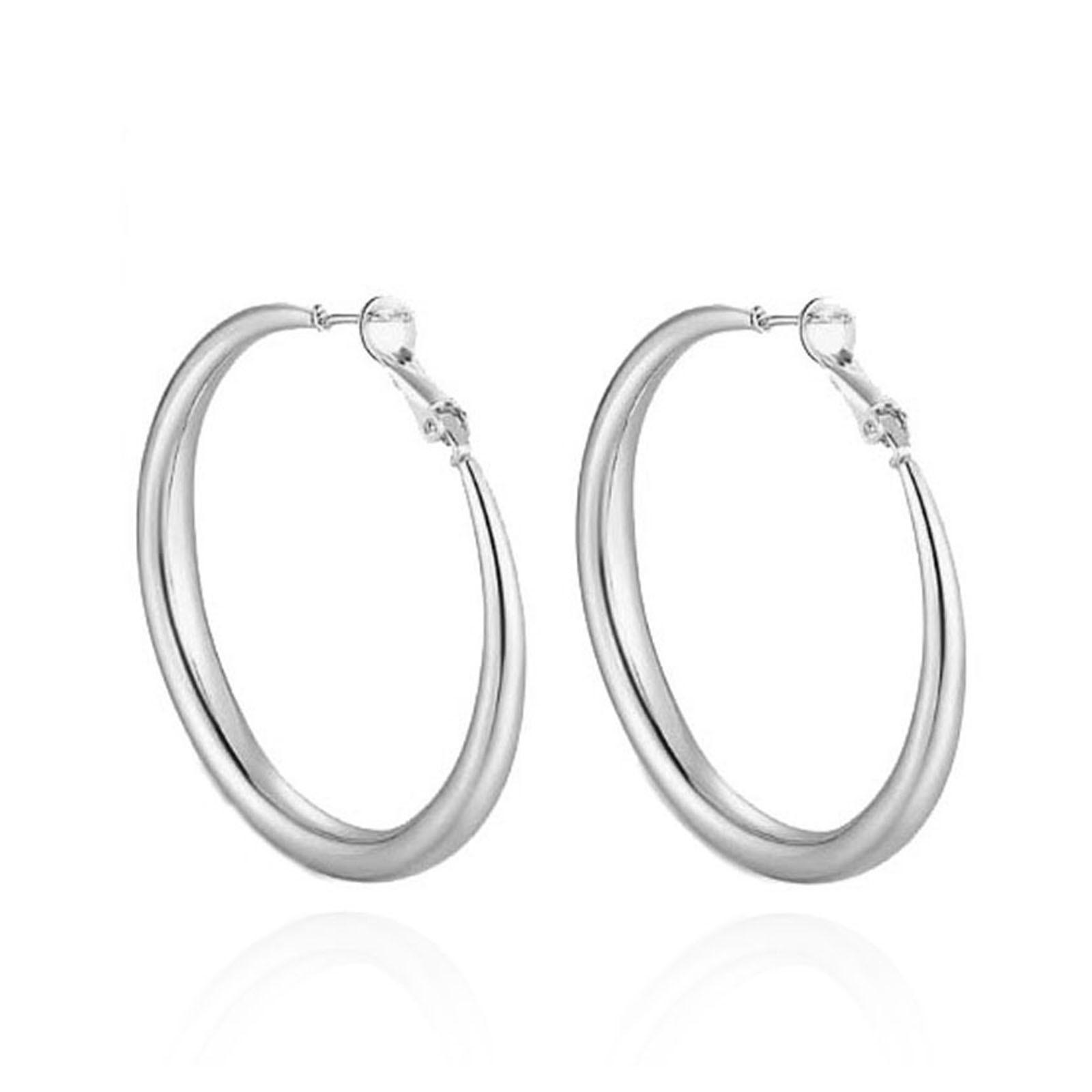 

Модные серьги, толстые серьги-кольца из золотого сплава толщиной 50 мм, круглые серьги-кольца One Size серебряный