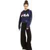 New FILA Aitana Crop Velour Hoodie Sweatshirt Women's Marine Blue LW932642-410