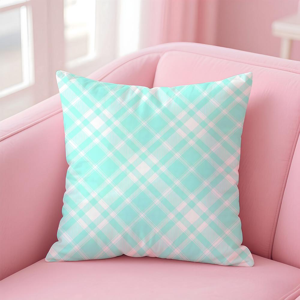 simple Monochromatic check pattern Cushion Cover Pillow Case Soft Skin Friendly Fabric  Concealed Zipper