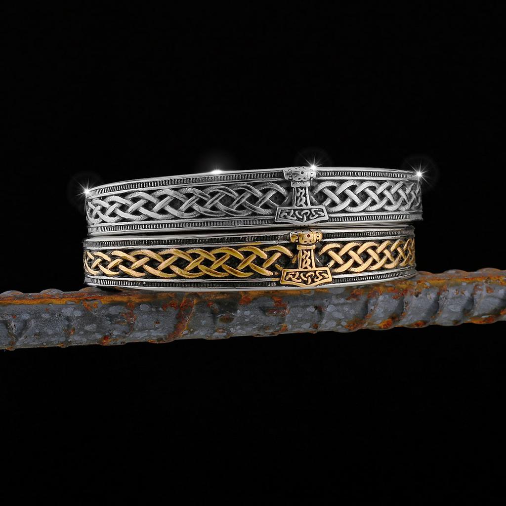 Herren Wikinger Valknut Armband Edelstahl Hip Hop Vintage Armreif Keltisches Knotenmuster Schmuck Geschenk für Männer