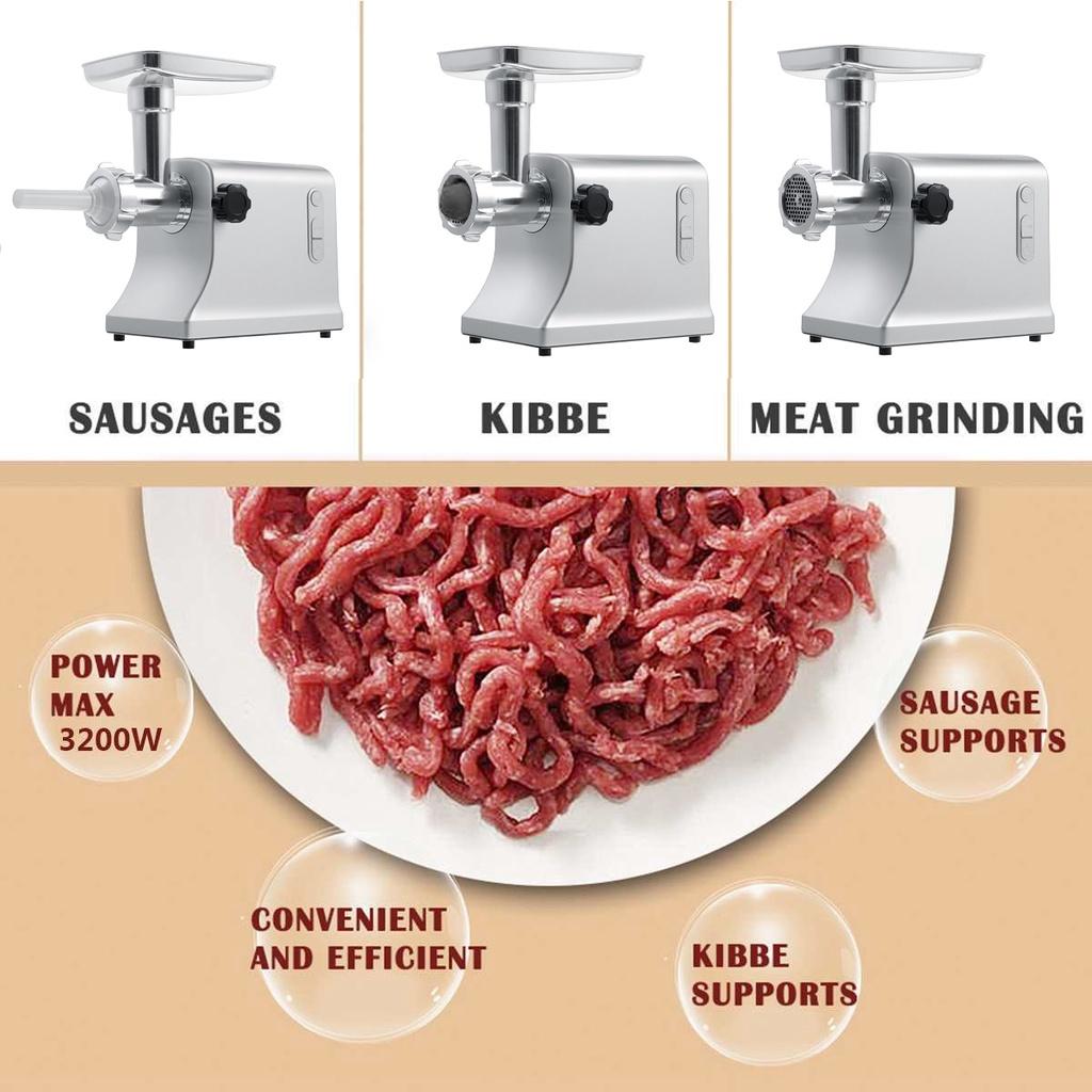 Stainless Steel Electric Meat Grinders Powerful Electric Grinder Sausage Stuffer Meat Mincer 3200W Home Kitchen Food Processor