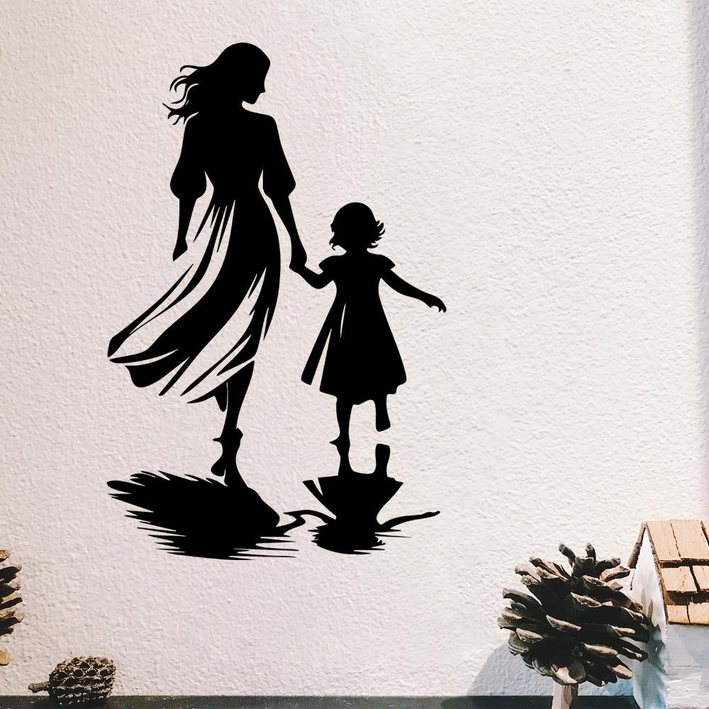 Mother Daughter Metal Wall Art Touching Sculpture Rust Resistant Home Decor Thanksgiving Gift Family Connection Living Room Garden Fence