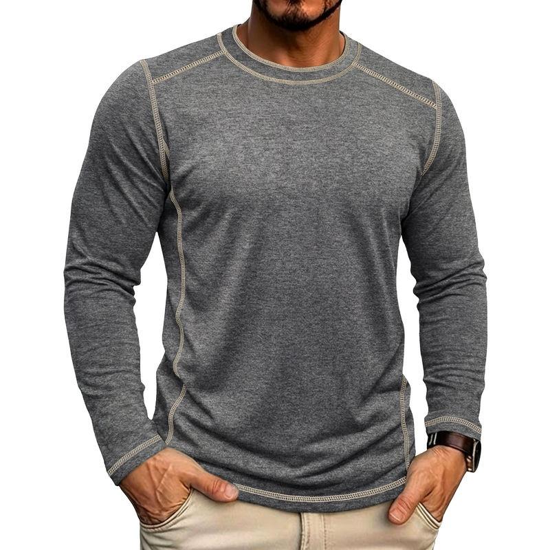 Men's Retro Long Sleeve T-Shirt Casual Soft Basic Tee for Daily Streetwear Outdoor Breathable Spring Autumn Tops