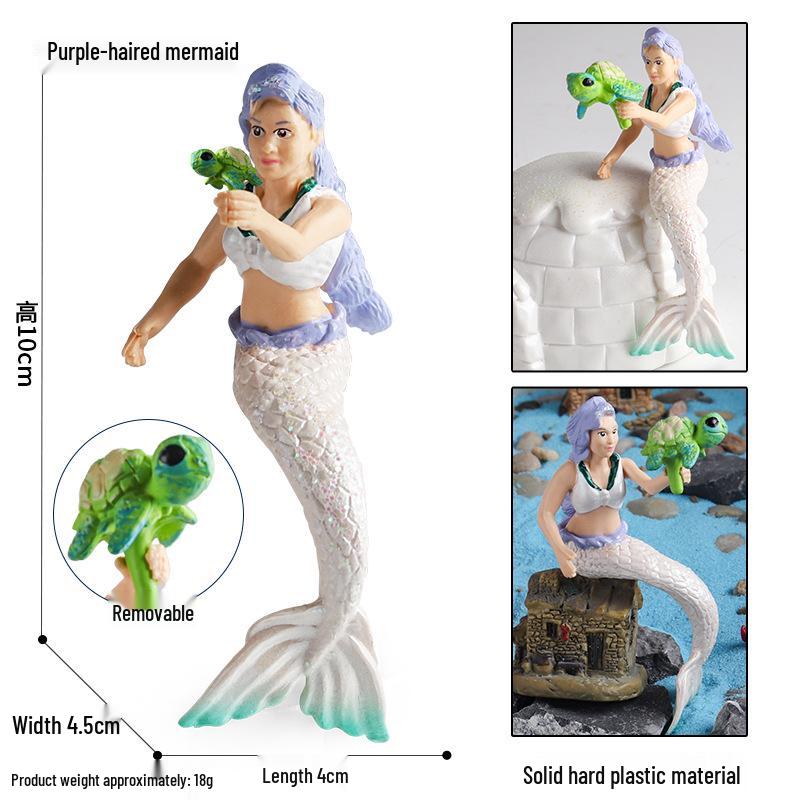 Solid Mermaid Princess Figurine - Realistic Doll Model Cake Ornament