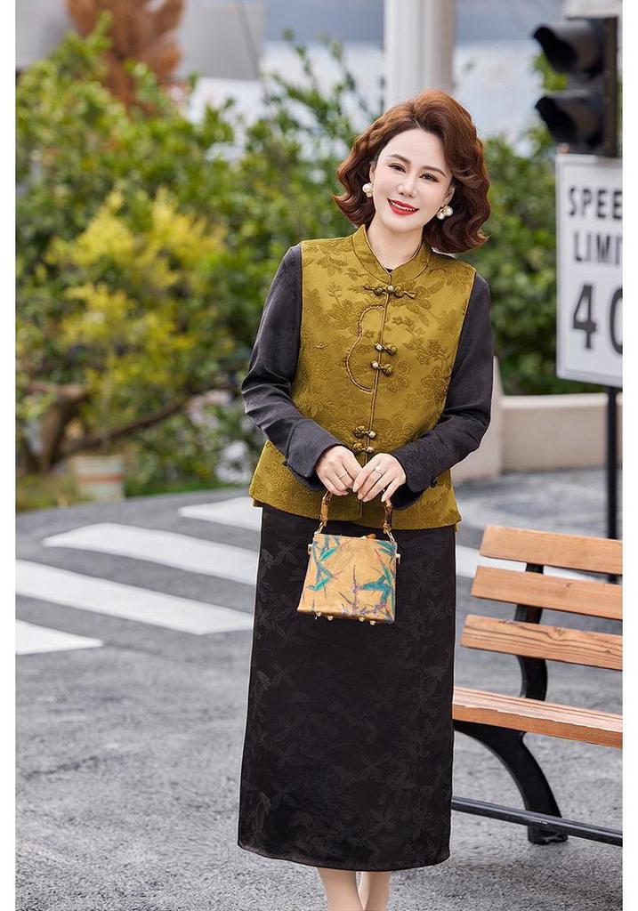 2026 New Chinese Style Spring Vest for Middle-aged and Elderly Women