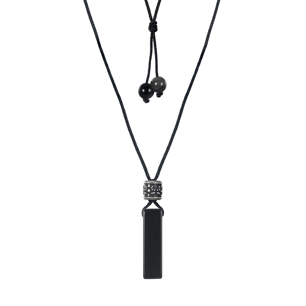 

EFFIE QUEEN Trendy Clear Quartz Obsidian Natural Stone Pendant Necklaces Men Gift Casual Choker Chain Collar Accessories GMN65